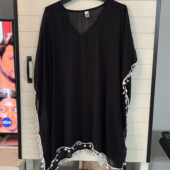Pom Pom Trim Chiffon Cover Up - Picture 2 of 5